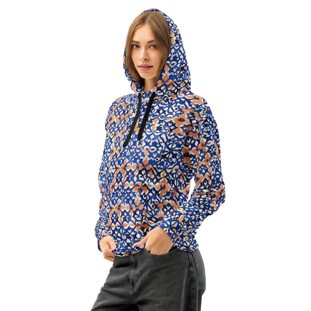 Cobalt Terrazzo on Cotton Hoodie — Left Front