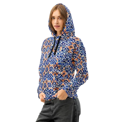 Cobalt Terrazzo on a Cotton Hoodie