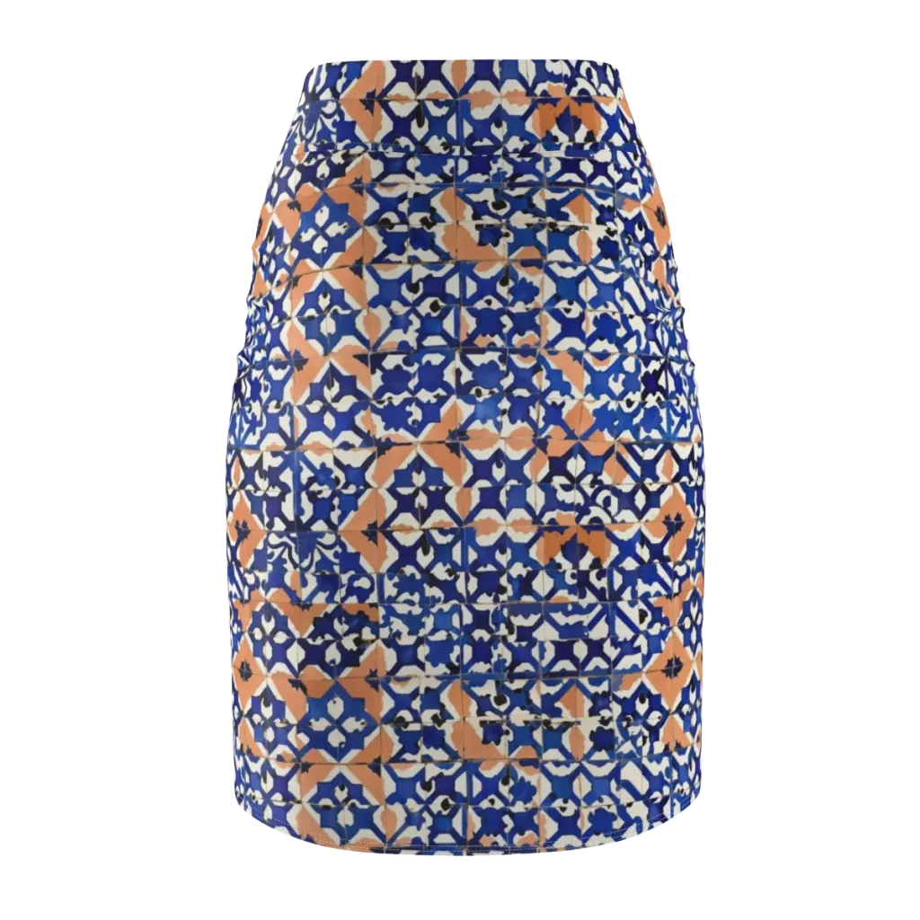 Cobalt Terrazzo on Pencil Skirt — Back