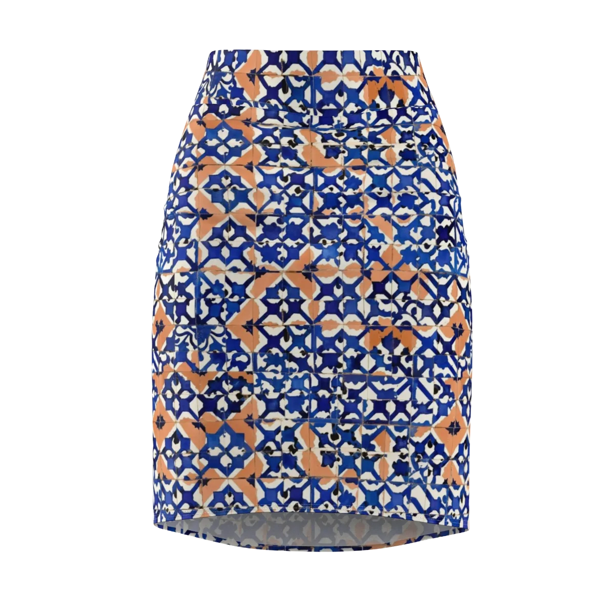 Cobalt Terrazzo on Pencil Skirt — Front