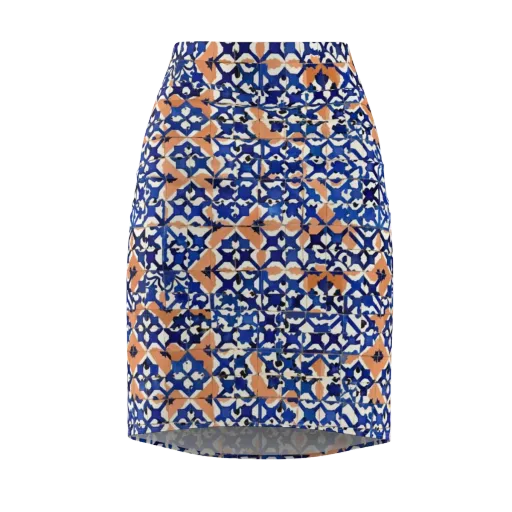 Cobalt Terrazzo on a Pencil Skirt