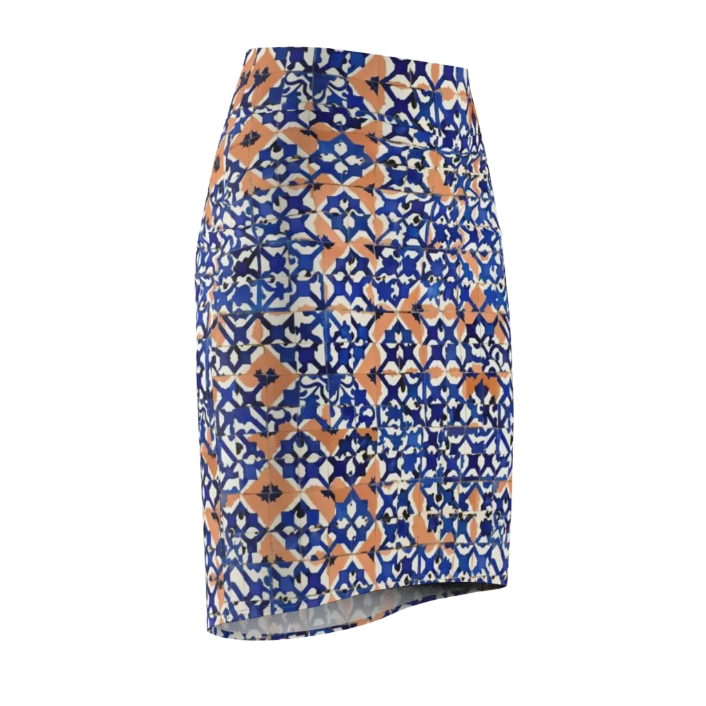 Cobalt Terrazzo on Pencil Skirt — Front Side