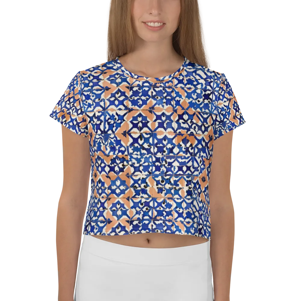 Cobalt Terrazzo on Crop Tee — Front