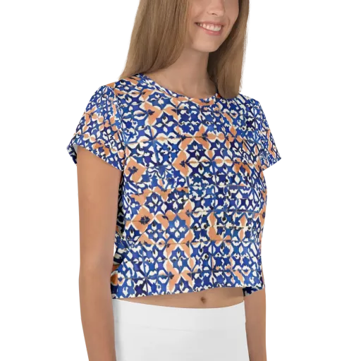 Cobalt Terrazzo on a Crop Tee