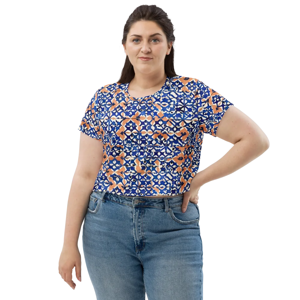 Cobalt Terrazzo on Crop Tee — Front