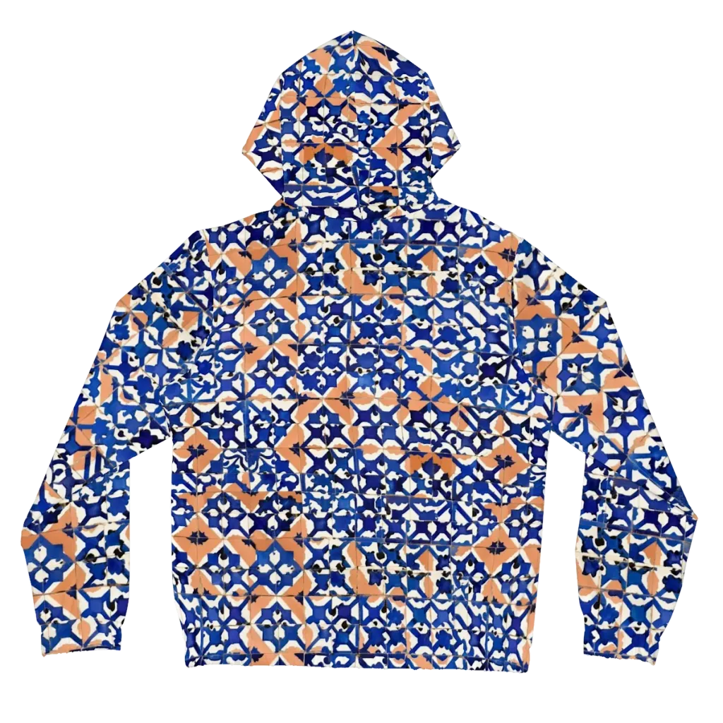Cobalt Terrazzo on Women's Full-Zip Hoodie — Back