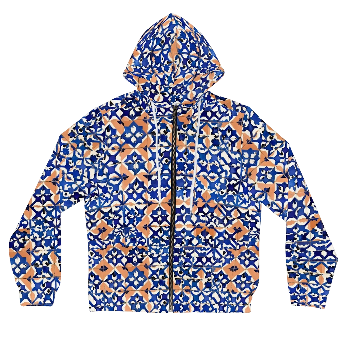 Cobalt Terrazzo on Women's Full-Zip Hoodie — Front
