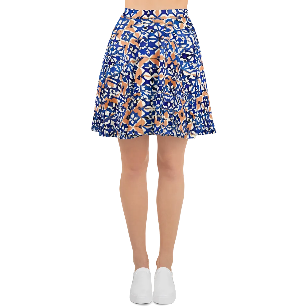 Cobalt Terrazzo on Skater Skirt — Front