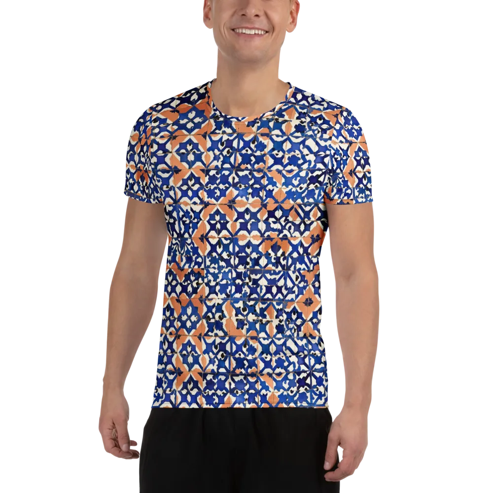 Cobalt Terrazzo on Men's Athletic T-Shirt — Front
