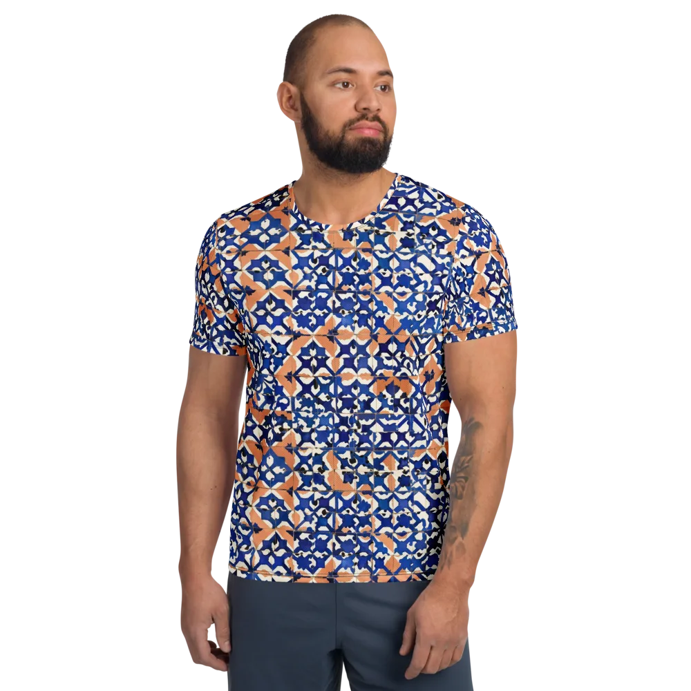 Cobalt Terrazzo on Men's Athletic T-Shirt — Front