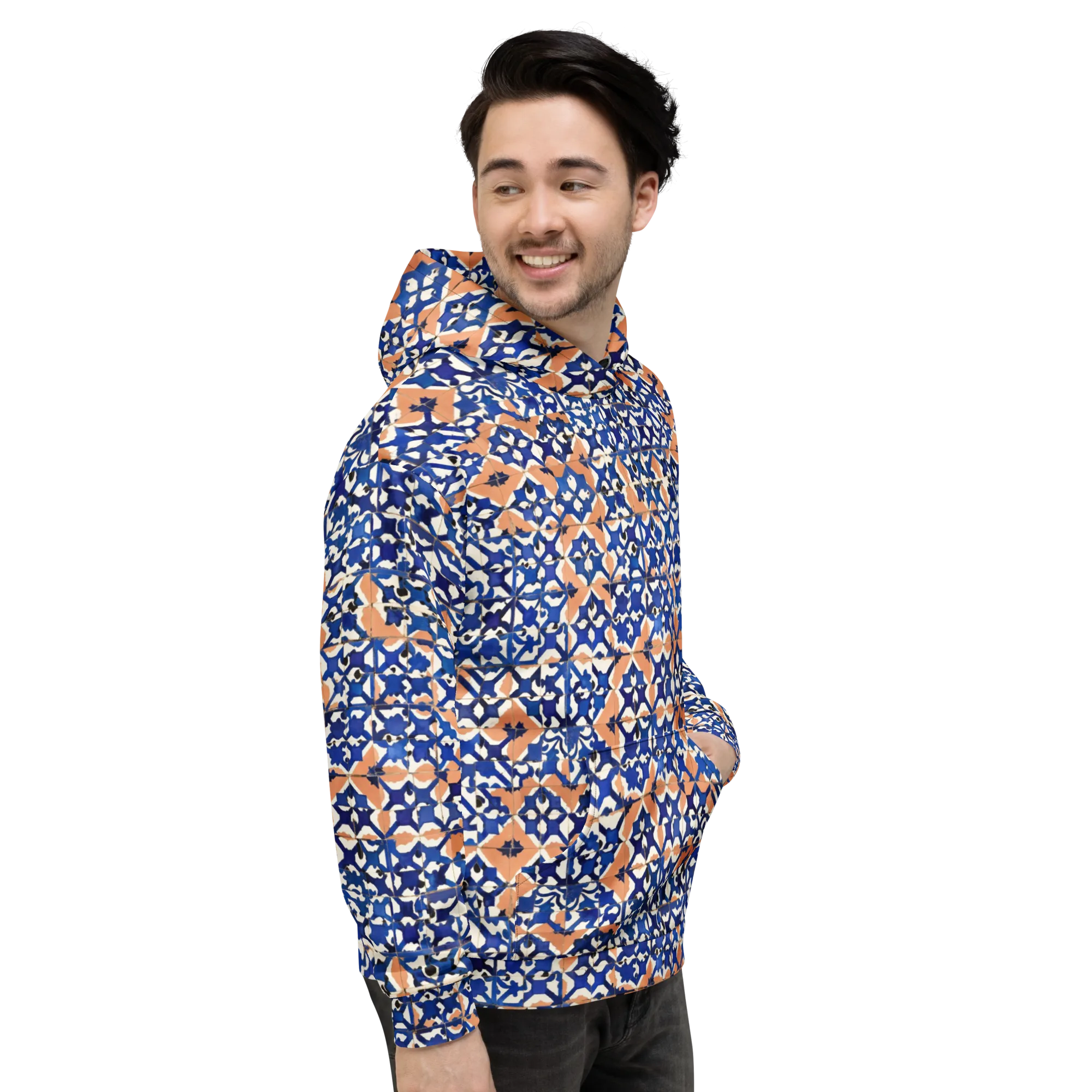 Cobalt Terrazzo on Hoodie — Right