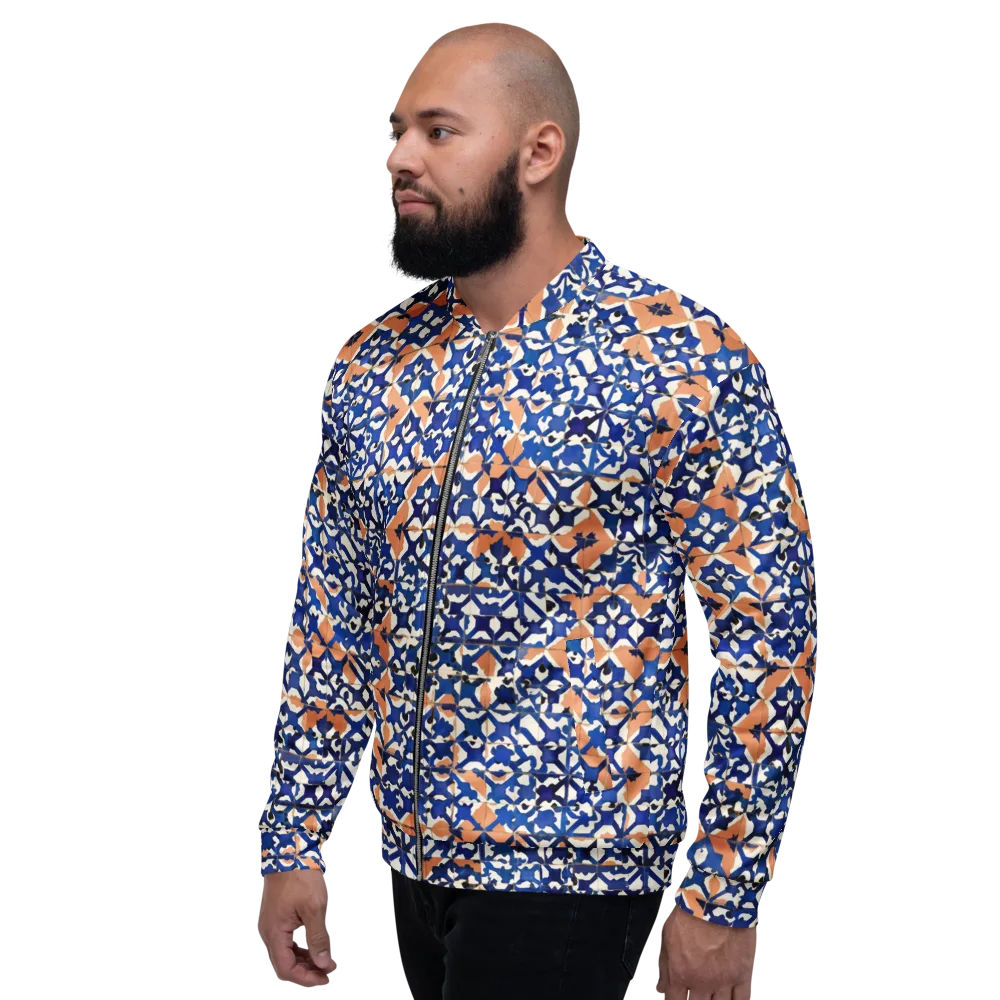 Cobalt Terrazzo on Bomber Jacket — Left