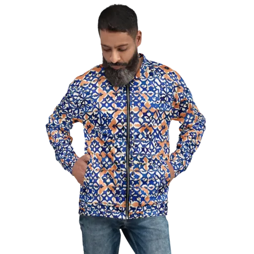 Cobalt Terrazzo on a Bomber Jacket
