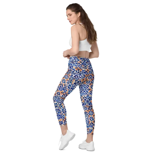 Cobalt Terrazzo on a Leggings with Pockets