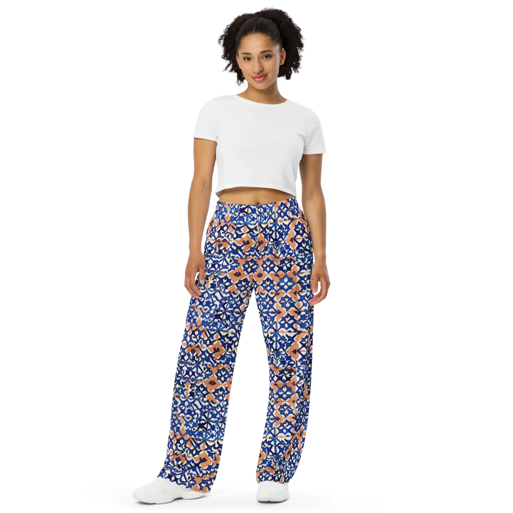 Cobalt Terrazzo on Wide-Leg Pants — Front