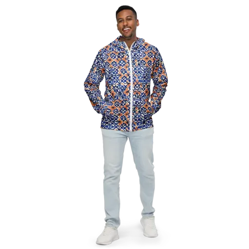 Cobalt Terrazzo on a Men's Windbreaker