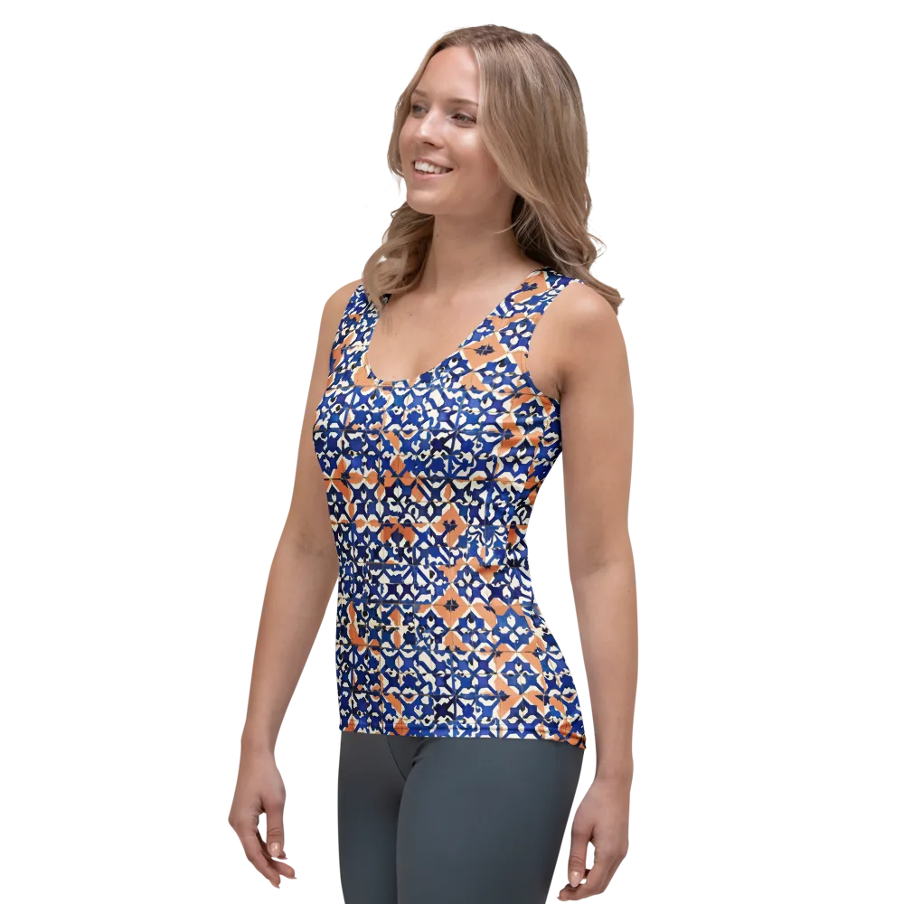 Cobalt Terrazzo on Women's Tank Top — Left Front