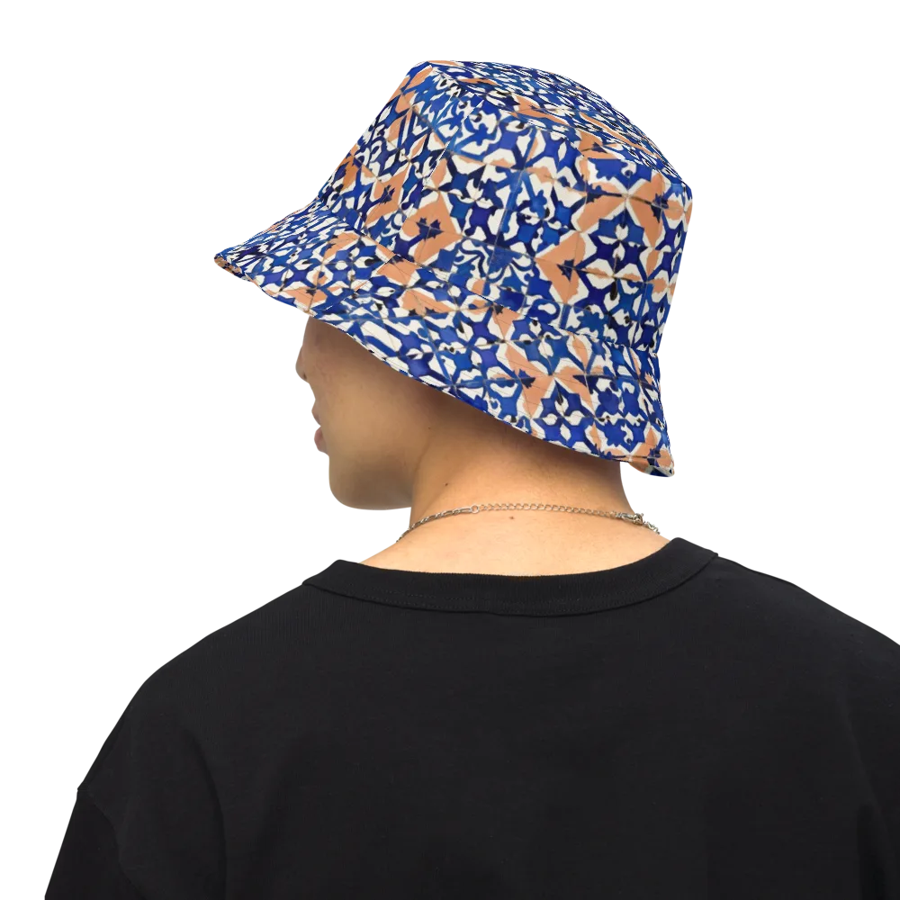 Cobalt Terrazzo on Reversible Bucket Hat — Back Inside