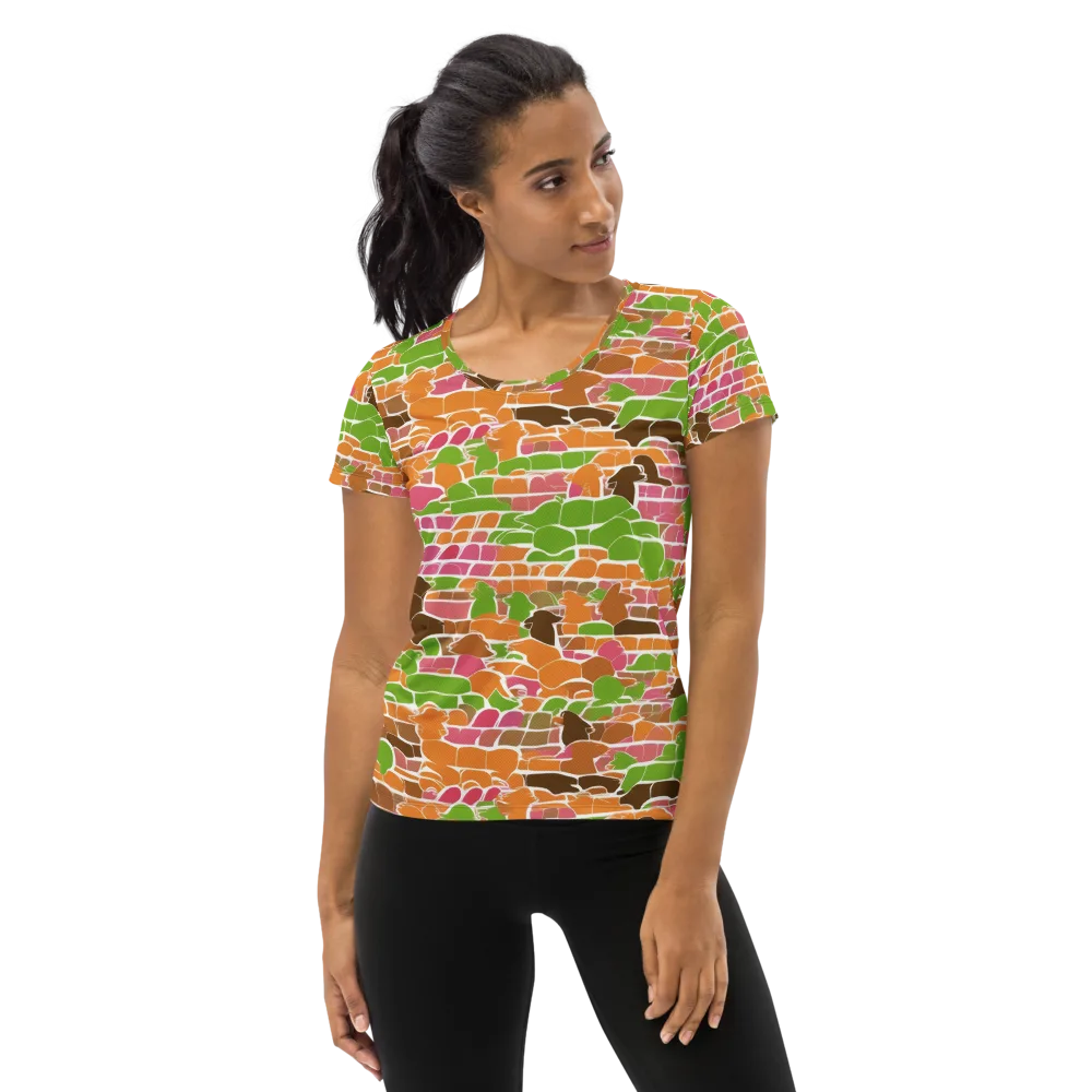 Gallery Crowd on Women's Athletic T-Shirt — Front