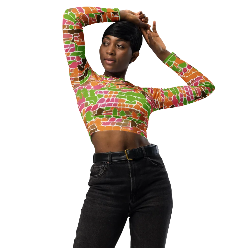 Gallery Crowd on Long Sleeve Crop Top — Front