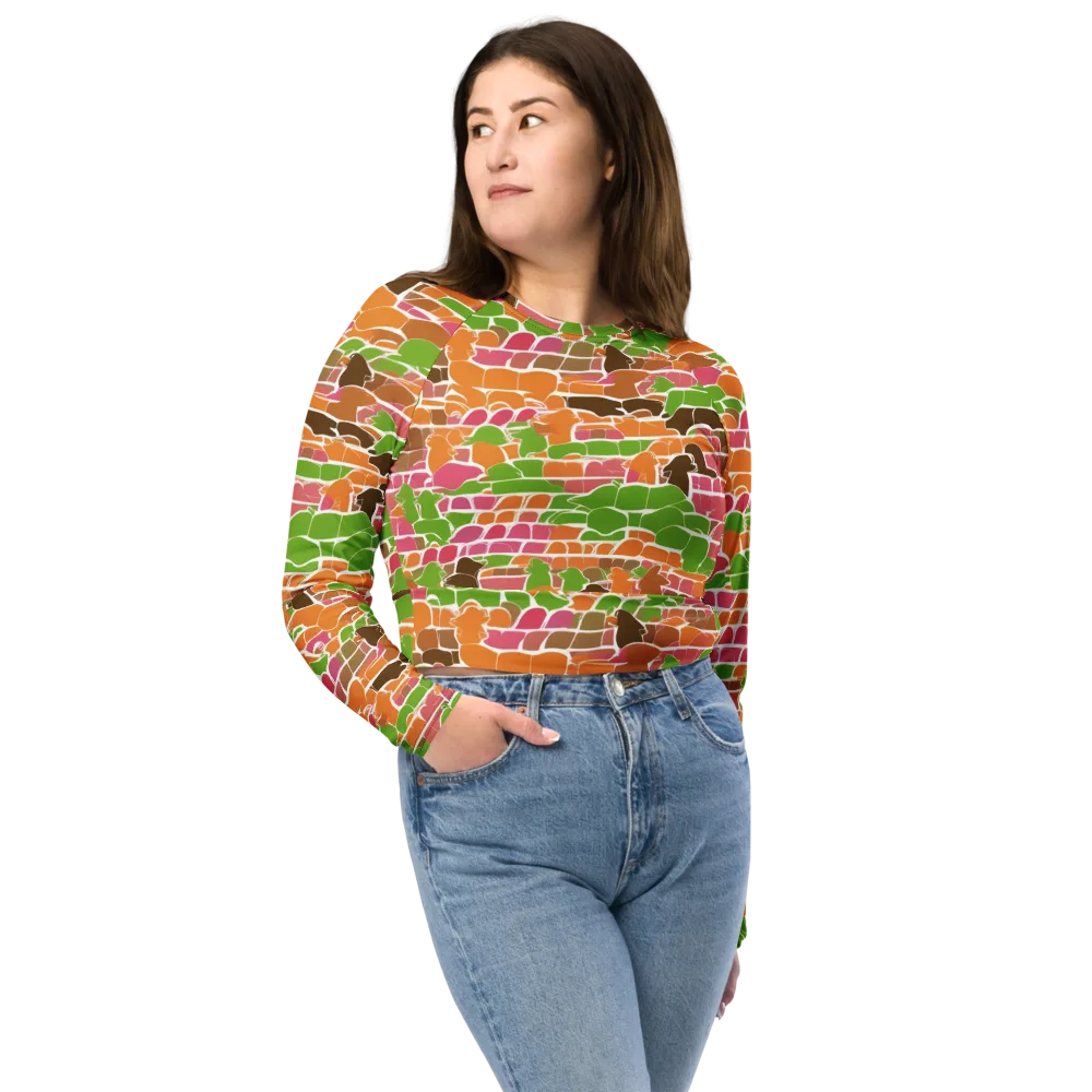 Gallery Crowd on Long Sleeve Crop Top — Front