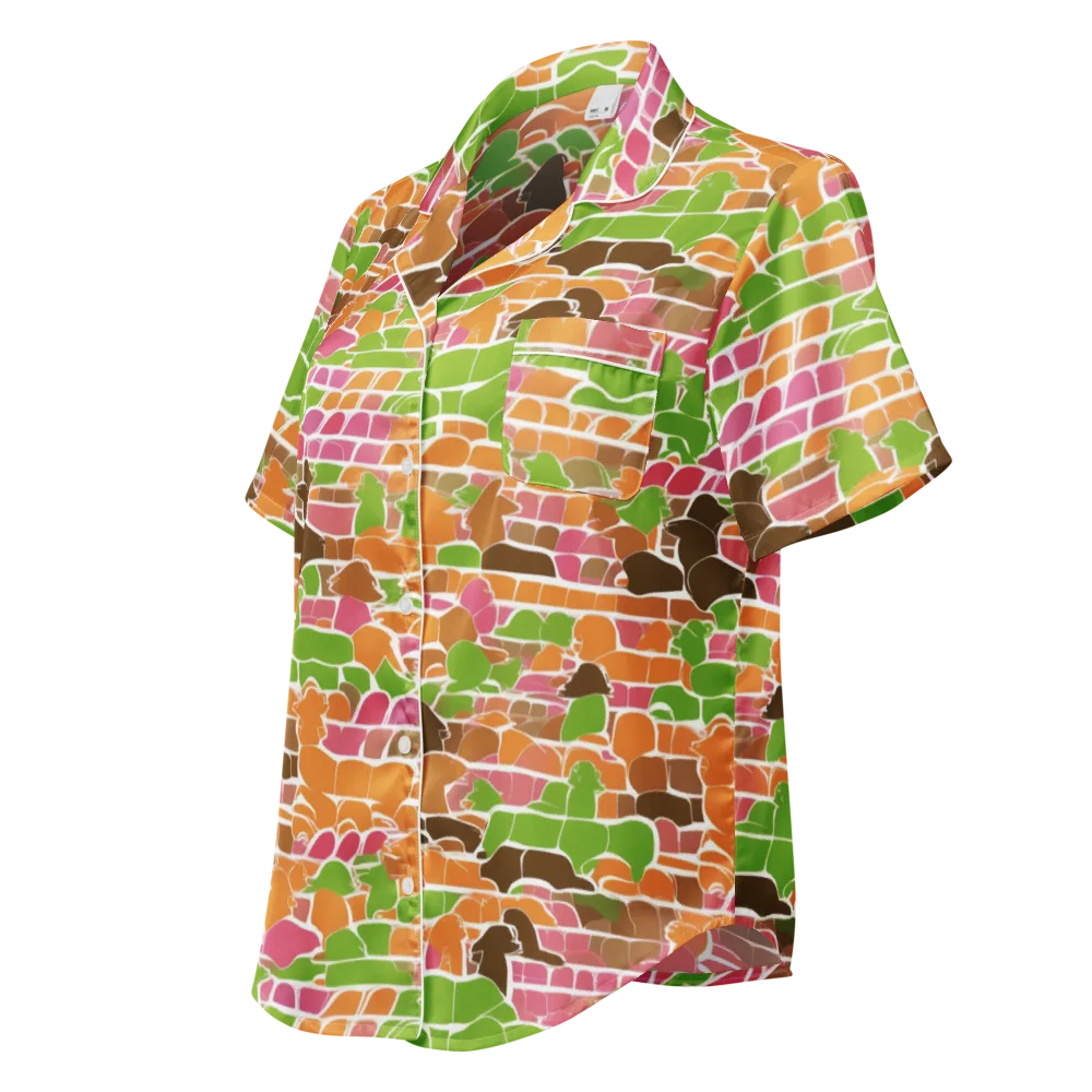 Gallery Crowd on Women's Short Sleeve Pajama Top — Left Front