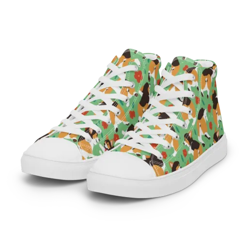 Minty Corgi Meadow on a Women's High Top Canvas Shoes