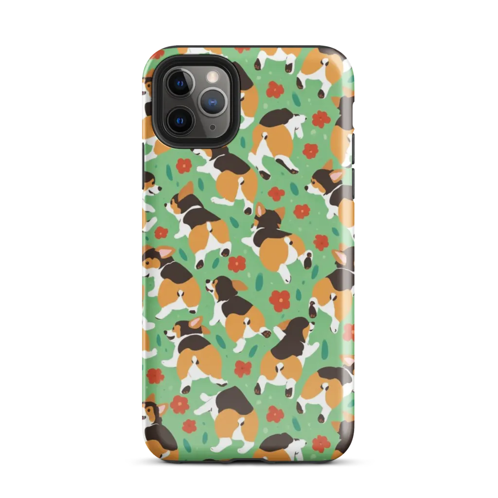 Minty Corgi Meadow on Tough Case for iPhone® — Front