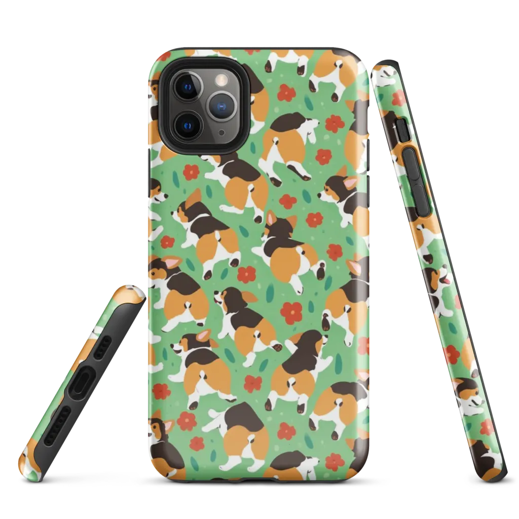 Minty Corgi Meadow on Tough Case for iPhone® — Front