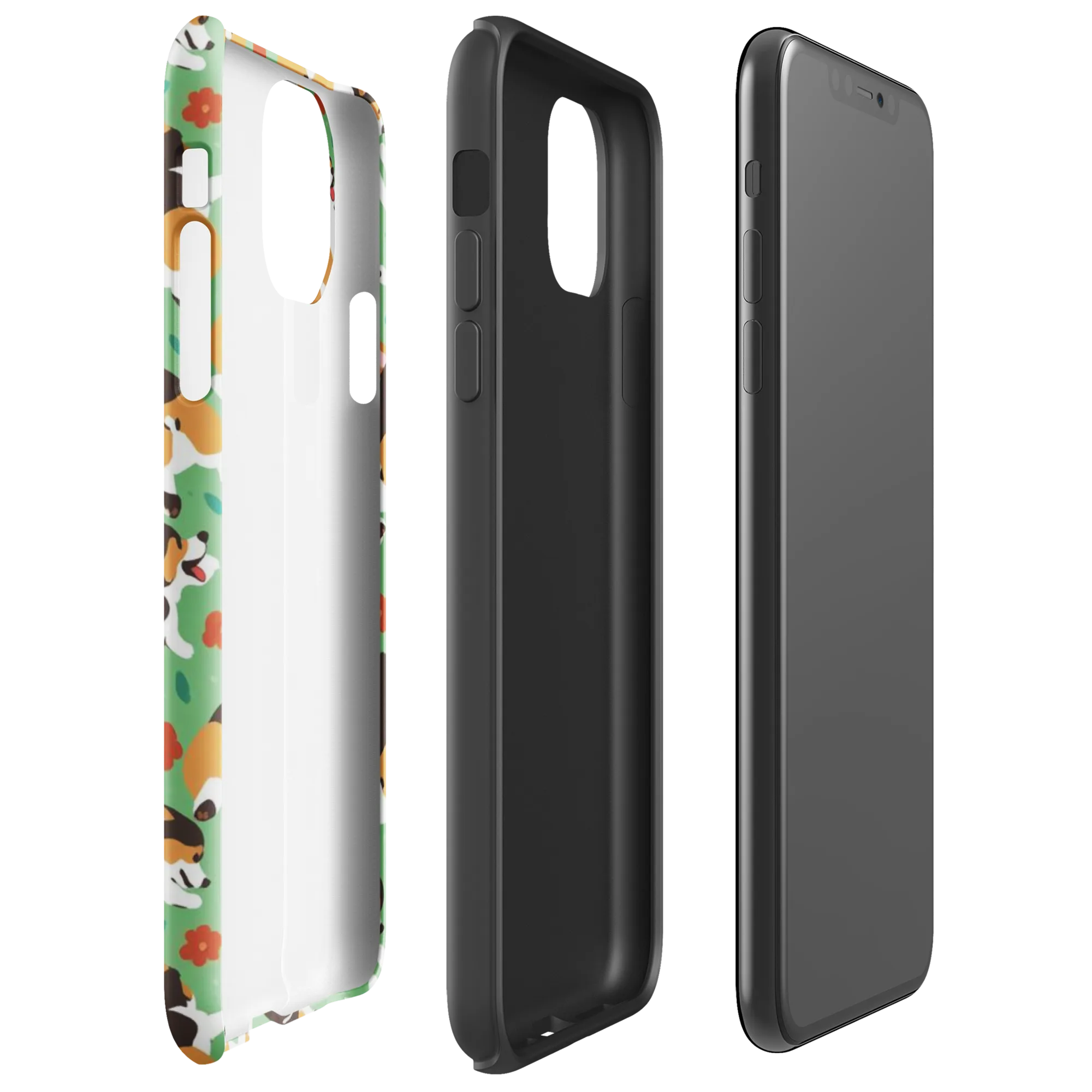 Minty Corgi Meadow on Tough Case for iPhone® — Right