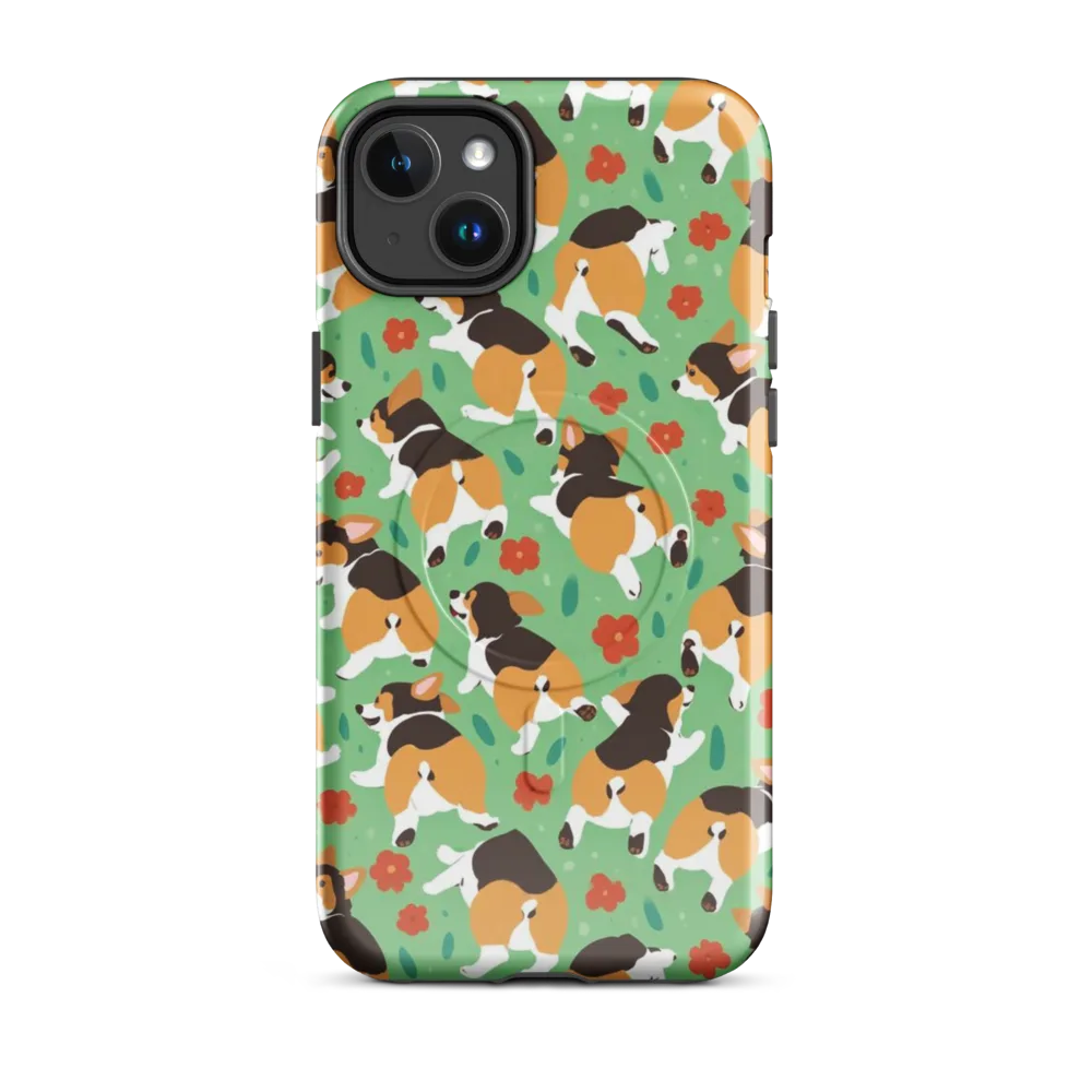 Minty Corgi Meadow on MagSafe Tough Case for iPhone® — Front