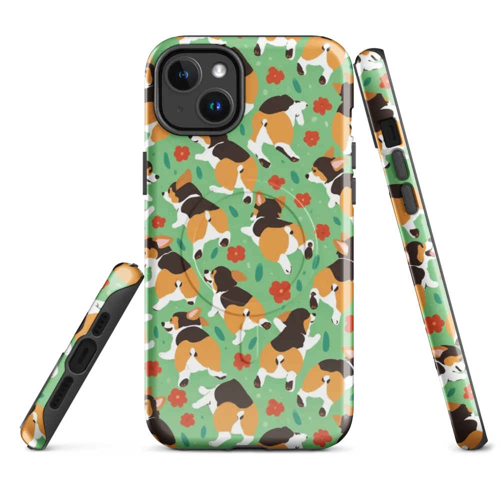 Minty Corgi Meadow on MagSafe Tough Case for iPhone® — Front