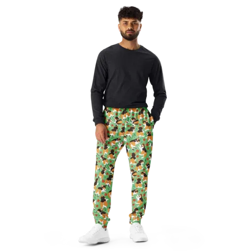 Minty Corgi Meadow on a Men's Joggers