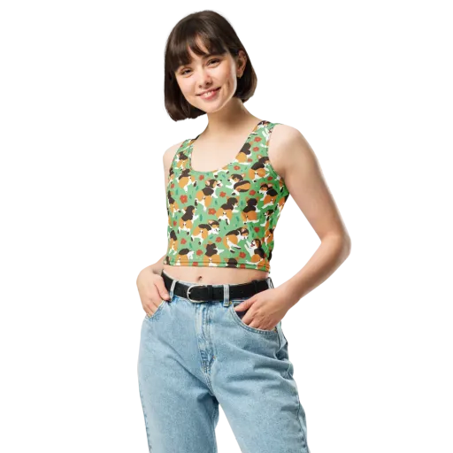Minty Corgi Meadow on a Crop Top