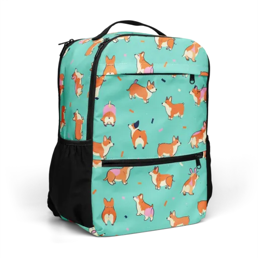 Turquoise Corgi Club on a Utility Backpack