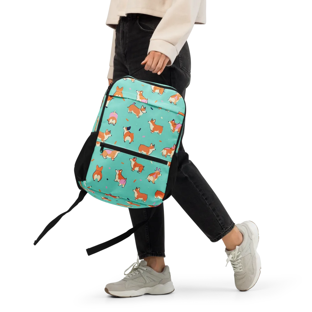 Turquoise Corgi Club on Utility Backpack — Front