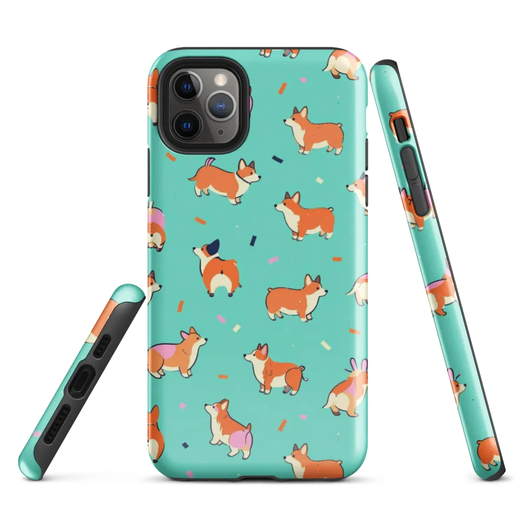 Turquoise Corgi Club on Tough Case for iPhone® — Front
