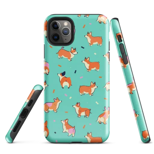 Turquoise Corgi Club on a Tough Case for iPhone®