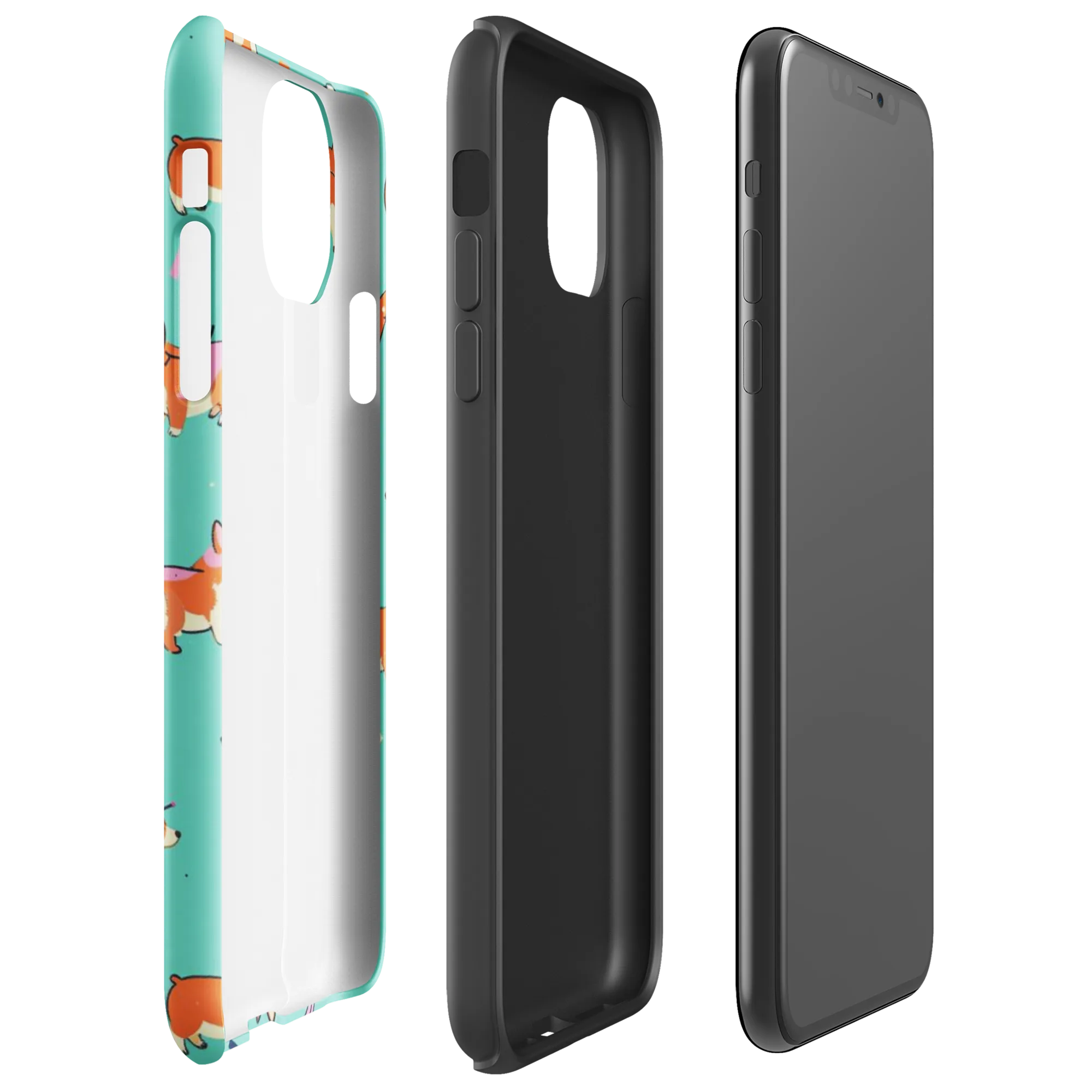 Turquoise Corgi Club on Tough Case for iPhone® — Right