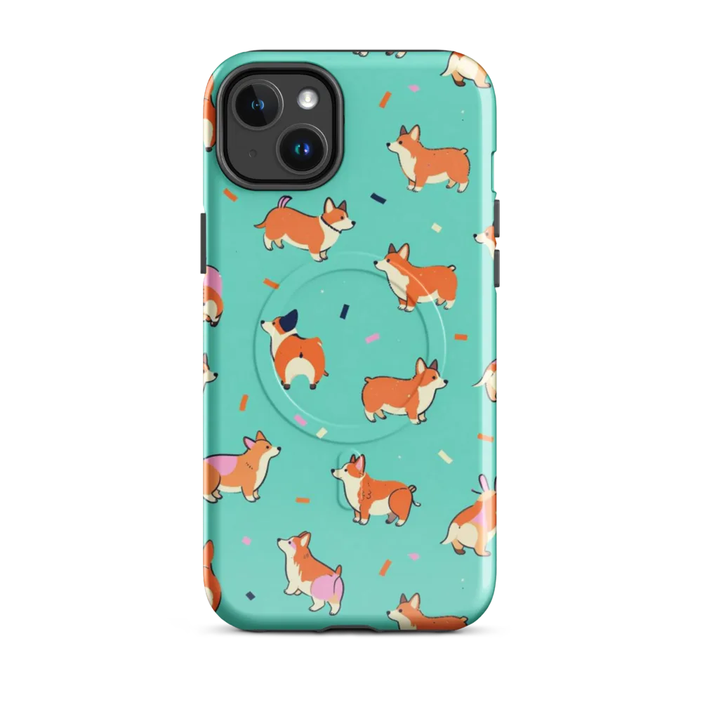 Turquoise Corgi Club on MagSafe Tough Case for iPhone® — Front