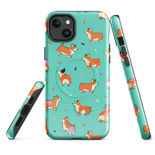 Turquoise Corgi Club on a MagSafe Tough Case for iPhone®