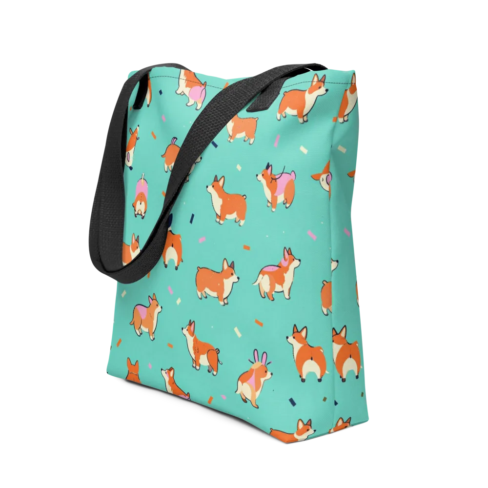 Turquoise Corgi Club on Tote Bag — Front