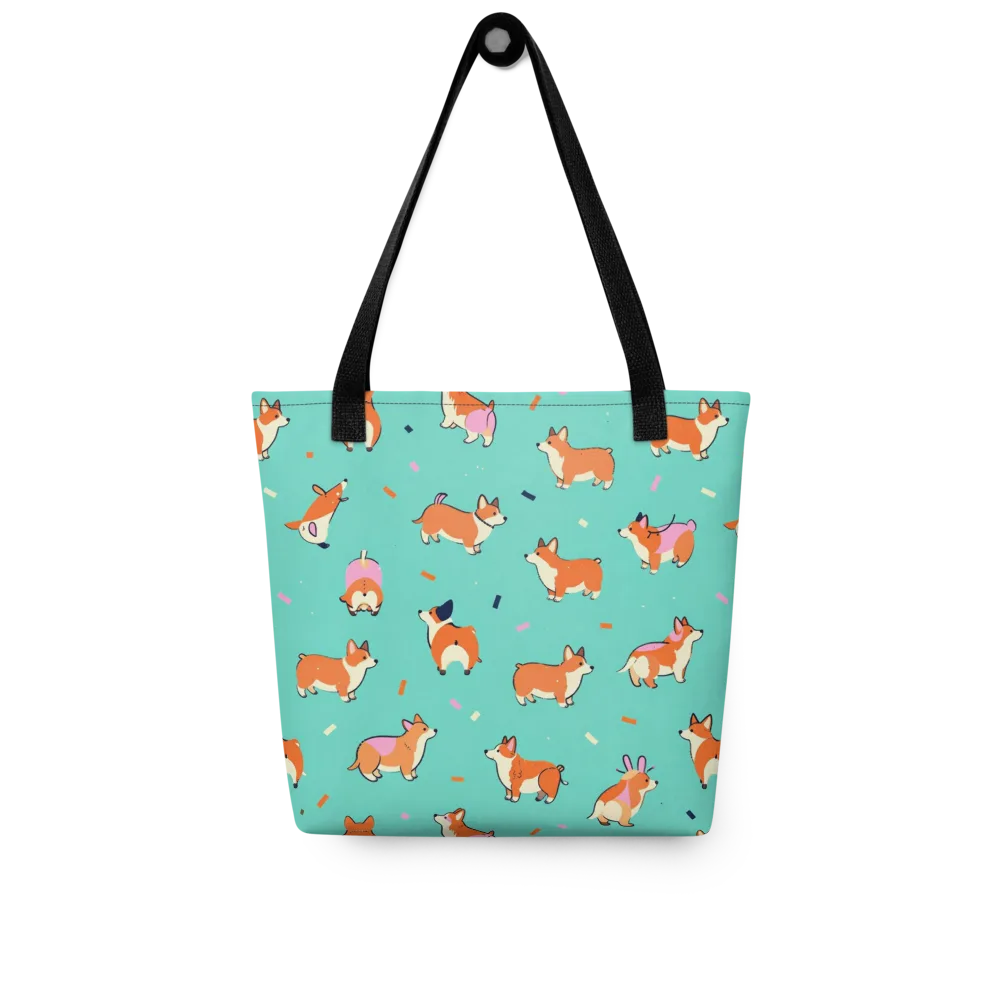 Turquoise Corgi Club on Tote Bag — Front