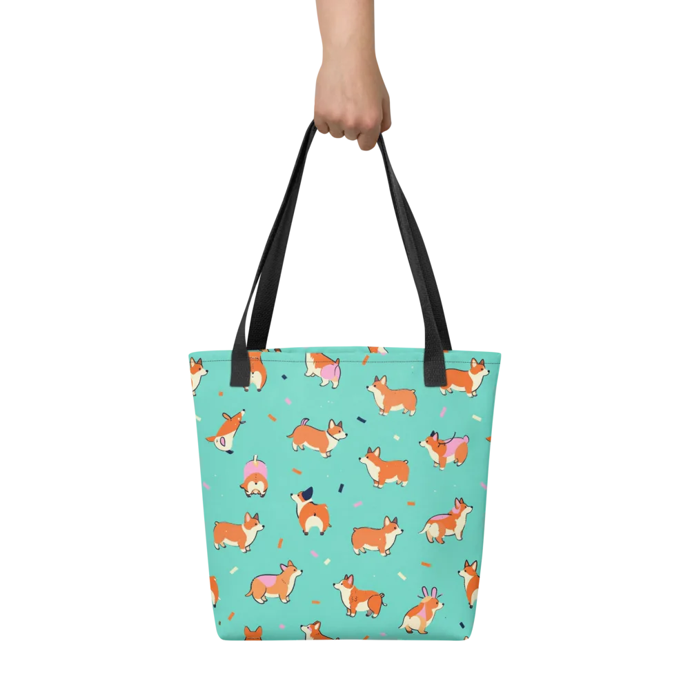Turquoise Corgi Club on Tote Bag — Front