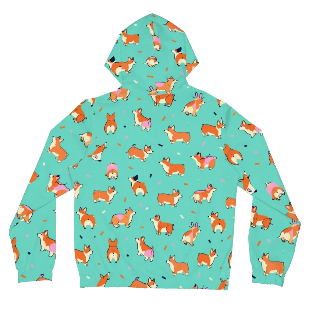 Turquoise Corgi Club on Women's Full-Zip Hoodie — Back
