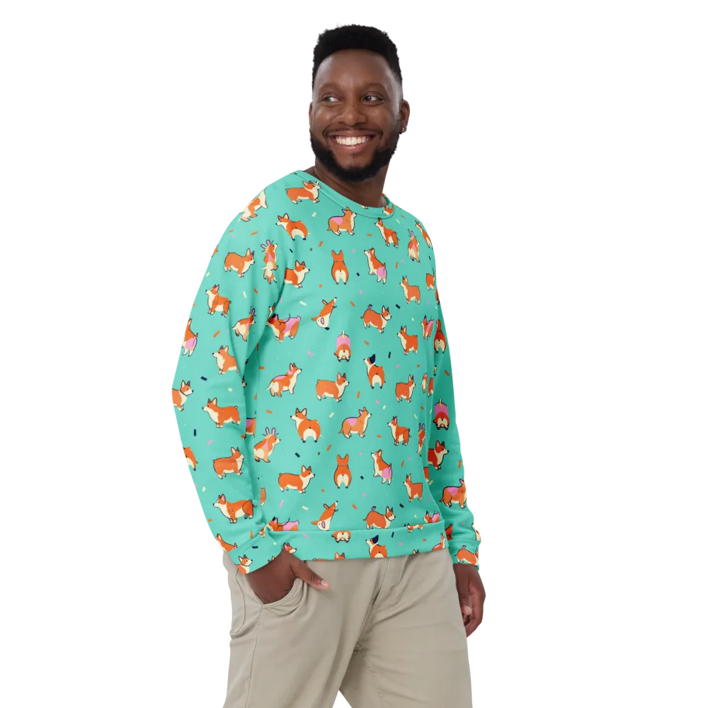 Turquoise Corgi Club on Sweatshirt — Front