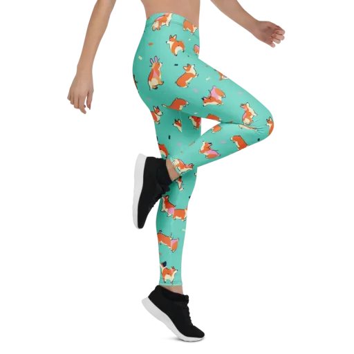Turquoise Corgi Club on a Leggings