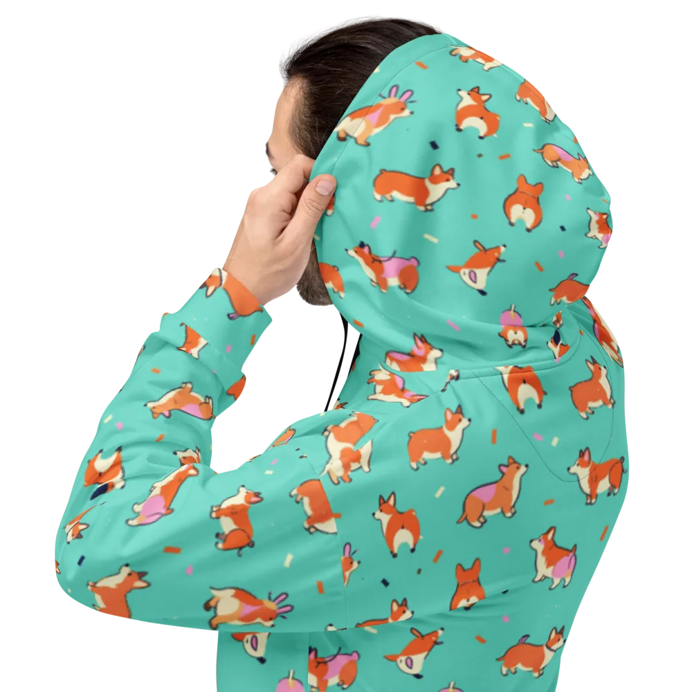 Turquoise Corgi Club on Hoodie — Back