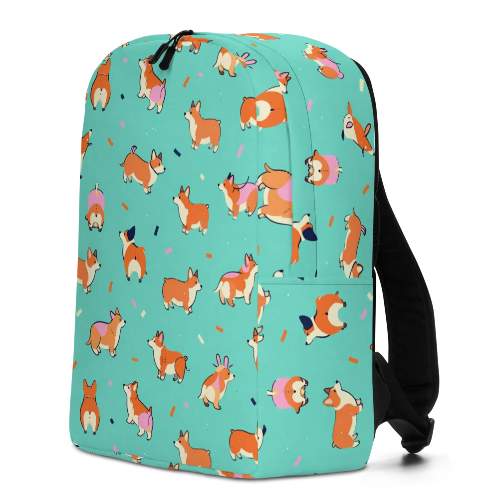 Turquoise Corgi Club on Minimalist Backpack — Left