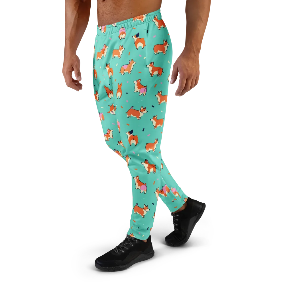 Turquoise Corgi Club on Men's Joggers — Left
